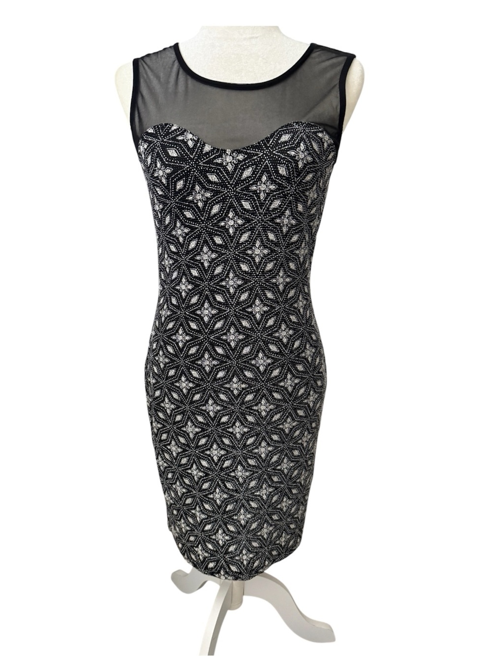 QUIZ Black Silver Sparkle Midi Dress